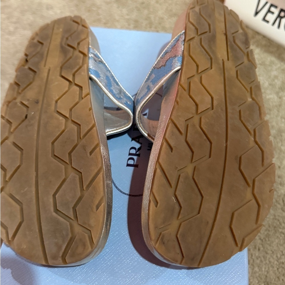 Prada Women's Blue and Gold Thong Sandals size 38 - Picture 5 of 6